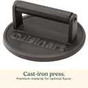Cuisinart 6.5" Cast Iron Smashed Burger Press, Round Flat Edge Grill Press for Crispy Smash Burgers, Burger Tool for Grill and Griddle Accessories, for BBQs and Tailgates