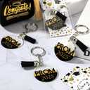 3 x 50 Sets Class of 2025 Graduation Prom Gifts Inspirational Keychain Motivational Congratulations Cards for Graduation Party (Black)