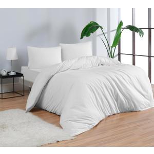 100% Cotton Jersey Duvet Cover Set - Ultra Soft & Breathable - All-Season Comfort - Easy Fit with 4 Corner Ties - Includes 2 Pillowcases - 3-Piece Bedding Set (White, Full/Queen)