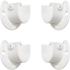 White Edition Stainless Steel Closet Rod Bracket, U-Shaped Open Type Socket, Wardrobe Support, Shower Curtain Rod End Supports (1-1/4 INCH, 4 Pack)