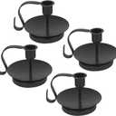 TIED RIBBONS Vintage Candle Holder with Handle Set of 4 Black Gothic Candle Holder for Home Decorations Old Fashioned Candlestick Table Taper Candle Holders for Party Decorations