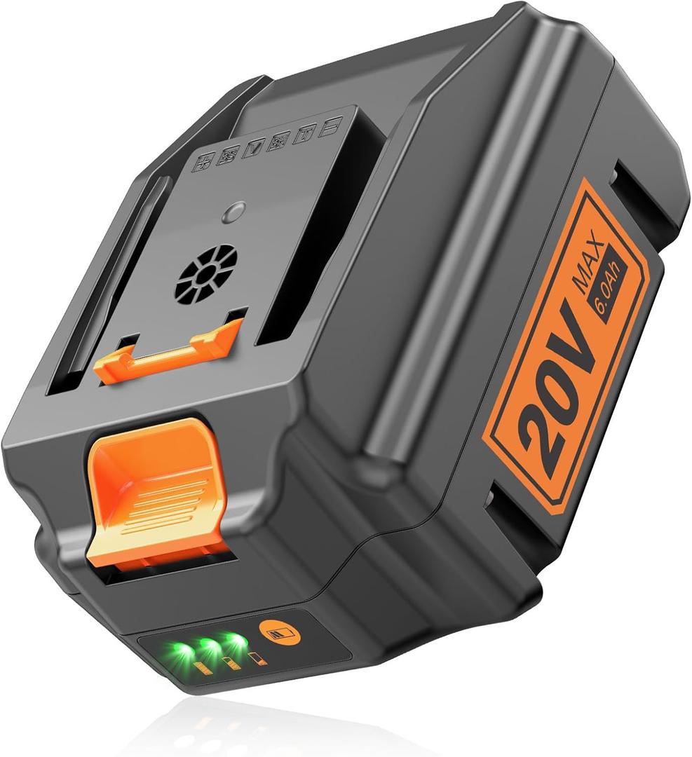 20V 6.0Ah Lithium Battery Replace for Worx 20V Power Share Battery, Compatible with Worx 20 Volt WA3575 WA3525 WA3578 WA3520 WA3742 WG151s WG155s WG251s WG255s WG540s WG545s WG890