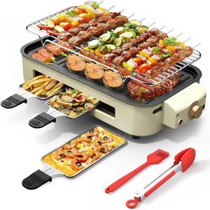 AORAN Indoor Grills Electric Smokeless  Versatile Smokeless Indoor Grill for Home Cooking, Featuring Indoor Grills Electric Smokeless, Skillet Griddle, and Kitchen Griddle White