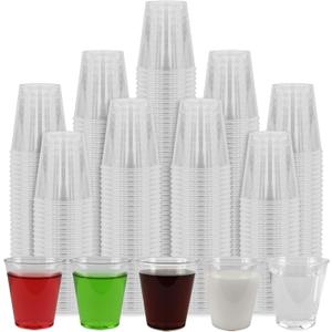 1/1.5oz 200pcs Mini Plastic Shot Glasses Hard Clear Cups Disposable Party Cups, sauces Cups, for Samples Tasting, Restaurants, Festivals Parties, Catering & Event (200, 1.5oz)