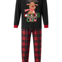 Qiylii Christmas Family Matching Pajamas Set Parent-Child Elk Print Long Sleeve Shirt and Plaid Pants Set Loungewear Soft Sleepwear for Holiday Pjs Sets with Dog, Men`s Large