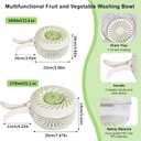 2 Pcs Fruit Cleaner Bowl with Strainer and Lid, Collapsible Handle Washing Bowl, Multifunctional strainer bowl for Kitchen Draining and Storage, Wash Berry, Vegetables for Kitchen, Fridge, Picnic