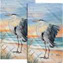 Giwawa Heron Towel Set of 2 Watercolor Summer Coastal Sea Bird Decorative Hand Face Towels for Bathroom Guest Nautical Beach Themed Microfiber Kitchen Dish Towel for Hotel Gym Spa Season