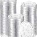 Ziliny 100 Count 98mm/3.86inch Plastic Flat Lids, Clear Pet Lids for Plastic Cup Disposable Cover for Cold Brew, Coffee, Beer, Cocktail, Wine or Beverage Cups
