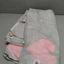 Koudi Kids Girls Duvet Cover Set Twin Pink/Grey Reversible Soft Microfiber Bedding Set Sweet Heart and Pink White Plaid Bedroom Comforter Cover for Teen Girls 3pcs