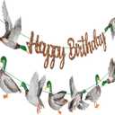 Mallard Duck Happy Birthday Banners Duck Hunting Birthday Decorations Mallard Duck Birthday Party Banners for Hunting Theme Party Decor Baby Shower Supplies