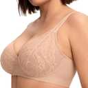 HSIA Minimizer Bras for Women Full Coverage Underwire Plus Size Unlined Mesh Jacquard Bra with Wide Straps (Beige, XL) 38D