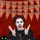 5 Packs Circus Decorations Creepy Carnival Decorations Halloween Pennant Banner Red and White Striped Banner Bloody for Halloween Party Carnival Birthday Decorations, 7.9 x 11.8 Inches