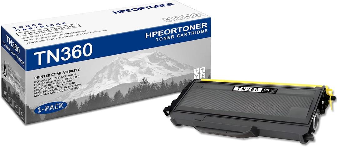 1 PK TN360 Black Toner Cartridge 3,500 pages High-Yield Compatible, TN360, Replacement for Brother DCP-7030 DCP-7040 HL-2120 HL-2125 HL-2140 HL-2150 HL-2170 MFC-7040 MFC-7320 MFC-7440 MFC-7840 Printer
