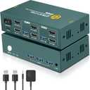 HDMI KVM Switch 2 Monitors 2 Computers 4K@60Hz, USB3.0 KVM Switch Dual Monitor with 3 USB 3.0 Ports Sharing Keyboard and Mouse, Printer/Scanner, Desktop Controller