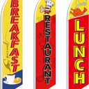 VitalCozy 3 Pcs 12 ft Breakfast Lunch Restaurant Advertising Feather Flag Food Advertising Flag Banner for Restaurant Outside Business