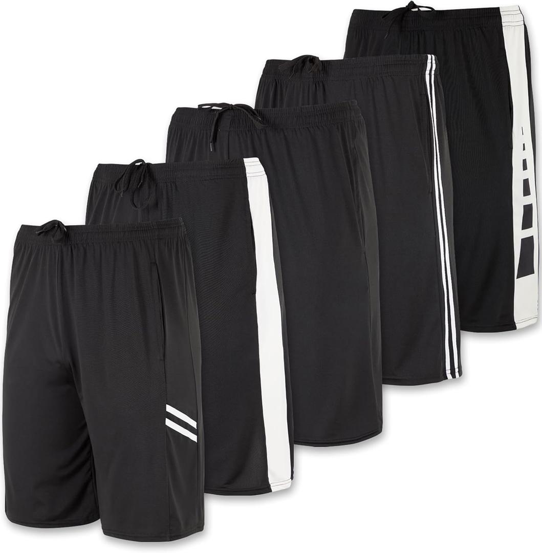 Only 4 Pack Men's Active Quick Dry Fit Shorts - Athletic Running Gym Workout Casual Shorts with Pockets Bulk 2XL