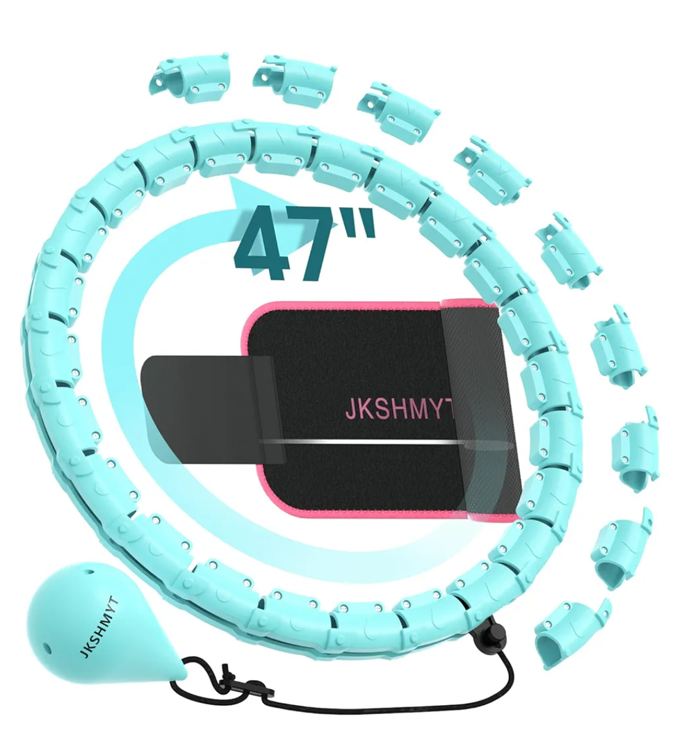 JKSHMYT Smart Weighted Fit Hoop Plus Size for Adults Weight Loss, Hula Circle-2 in 1 Infinity Fitness Hoop, 24 Links Detachable & Size Adjustable, with Waist Trainer for Women