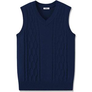 JSTEX Boys Sweater Vest 100% Cotton Kids Uniform Vest Girls V-Neck Sleeveless Knit Pullover for Size 4-14 (12)