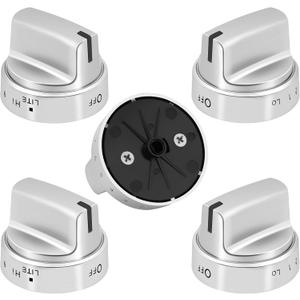 Stainless Steel WB03X24818 Knob for GE Stove - Gas Range Burner Control Knobs Replace 4363588 AP5989029 PS11729081 EAP11729081, Pack of 5 (Not Universal) | Upgraded