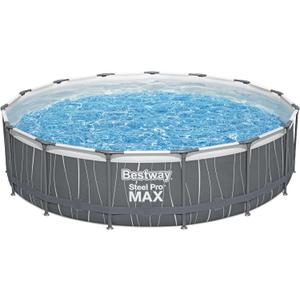 Bestway Steel Pro MAX Above Ground Swimming Pool (15' x 42") | Round Outdoor Backyard Family Pool with Color-Changing Pool Liner | Features 7-Color LED Lights