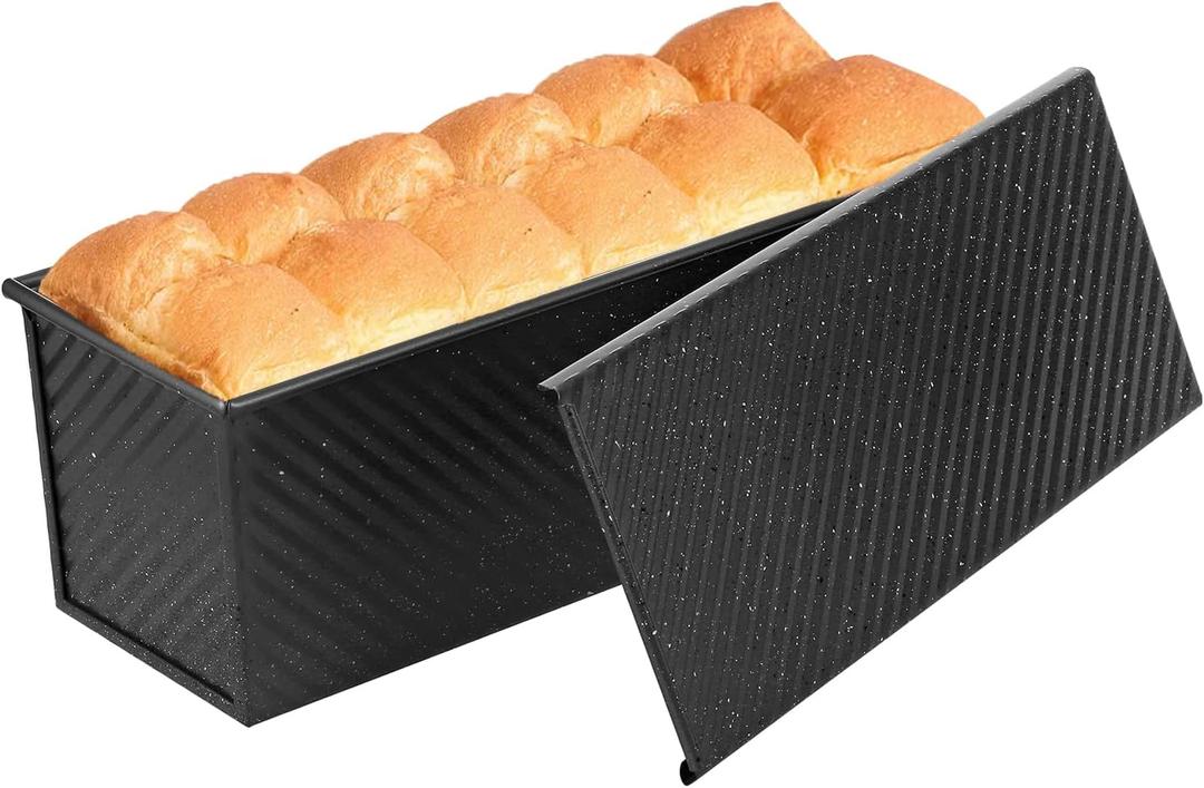 SS&CC Pullman Loaf Pan with Lid 13x4 | 2.2lb Carbon Steel Bread Pan for Homemade Sourdough & Sandwich Bread | Nonstick Bakeware, Heavy Duty & Easy Clean (Black, 2.2 Lb)