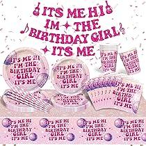 Its Me Hi Im The Birthday Girl Its Me Tableware, Music Party Decorations includes Its Me Hi Im The Girl Its Me Banner Music Paper Plates and Napkins for Girls Birthday Party Supplies, 2 Pack