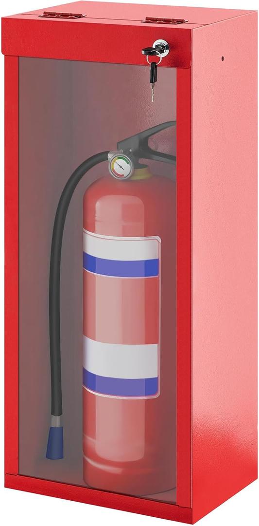 Zonon 1 Pcs Red Fire Extinguisher Cabinet Wall & Surface Mount 24-3/4" H x 10-1/4" W x 7" D Heavy Duty Steel Box Case Holder Industrial Indoor Outdoor for 10lb Dry/5lb Co2 Extinguisher