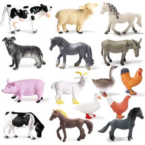 15 Pcs Mini Figures Toys Realistic Farm Animal Figurines, Plastic Learning Educational Playset Animal Themed Party Supplies Cake Topper Ornaments for Easter Egg Birthday Christmas