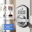 TEEHO TE004 Keyless Entry Keypad Door Lock with Handle - Smart Digital Electronic Lock for Interior Door with Anti-Peeping, Auto Lock & Passage Mode - Easy Installation - Satin Nickel
