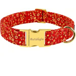 Small Christmas Dog Collar, Adjustable Dog Christmas Collar, Red Plaid Puppy Collar, Cute Dogs Collars Holiday Collars for Girl Boy Dogs-S