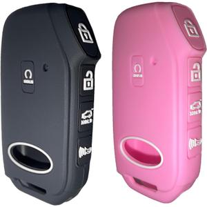 2 Key Fob Covers Fit for KiaRPKEY Silicone Key Shell Fit for 2020 to 2023 Telluride Sorento Niro K5 EV6 Canival Stinger Sportage Soul Forte Cadenza Pink & Black