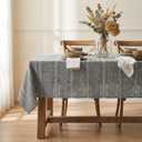 Horaldaily Grey Cotton Blend Tablecloth 52×70 Inch Rectangular, Farmhouse Style, Wrinkle Resistant Washable Table Cloth, Hemstitched Embroidery Table Cover for Home