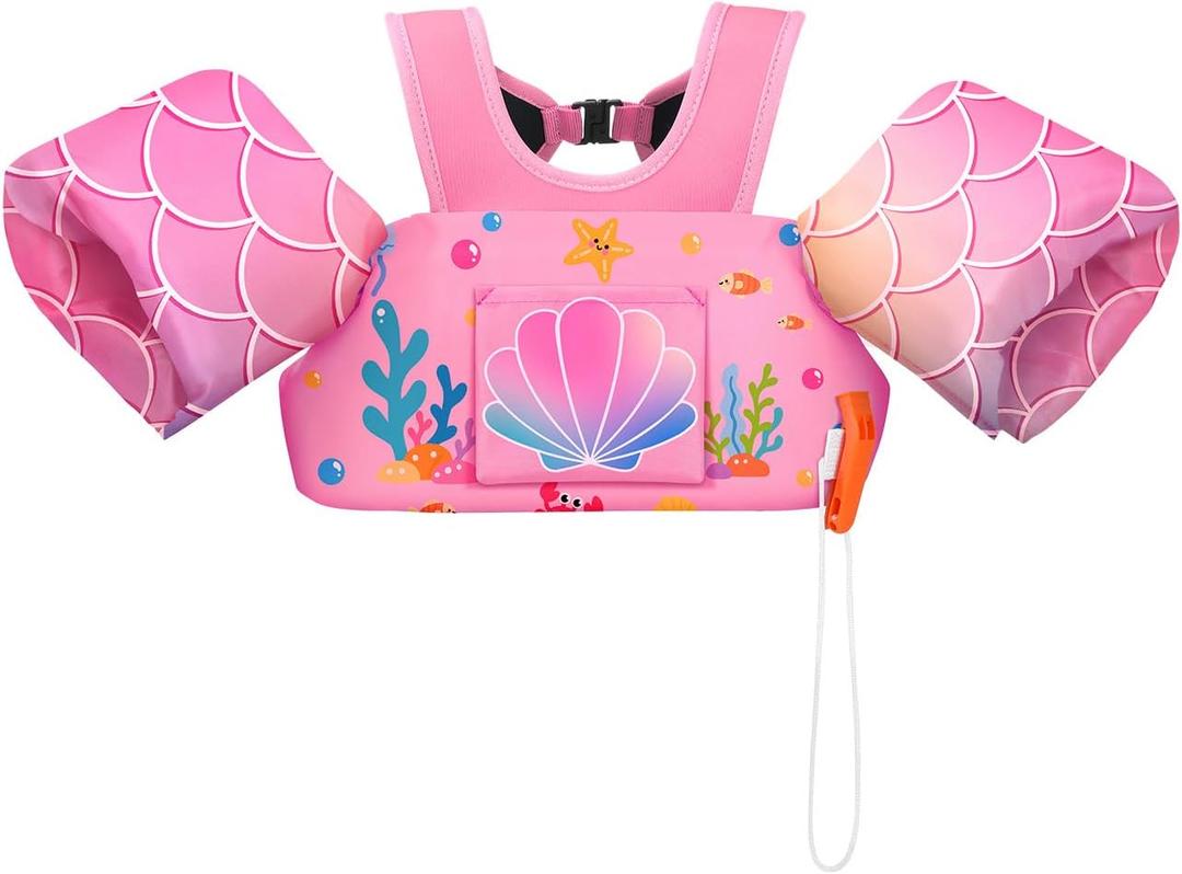 HeySplash Toddler Swim Vest, Toddler Floaties Fit 10-20-30-50-55 Lbs, Children Swimming Jacket 1-2-3-5-6 Year Old, Kids Float Swim Jacket Arm Water Wing, Puddle Pool Jumper Swim Aid,Boys,Girls,Nios, for kids 22-55lbs