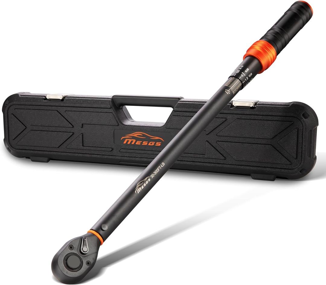 1/2-Inch Drive Click Torque Wrench 30-300 Ft.Lb/40.7-406.8 Nm, Dual-Direction 72 Tooth Adjustable，Dual Range Scale, ±3% High Precision Torque use Product Assembly and Car Repair