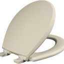 Mayfair Cassel Slow Close Toilet Seat, Easy Clean, Non Slip Premium Wood Seat, Easy Install, Made in USA, Round, Bone