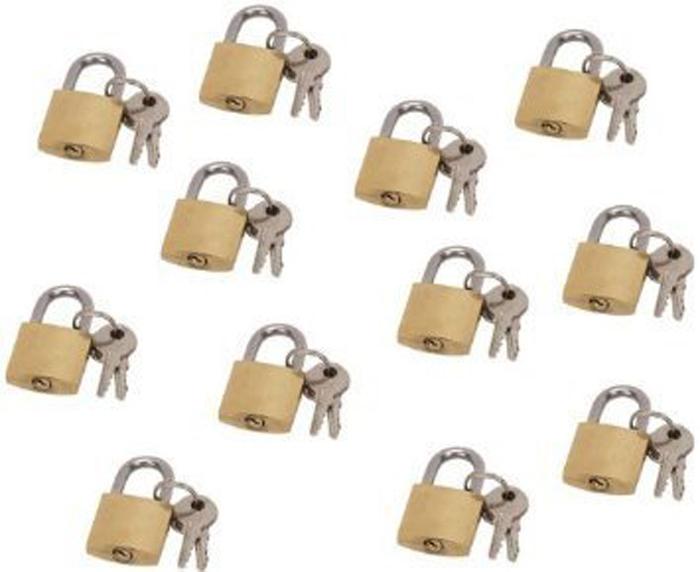 12 Small Mini Metal Padlocks Mini Brass Tiny Box Locks Keyed Jewelry 20mmX12