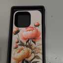 for iPhone 14 Pro Case Cute - Wireless Charging Compatible - Dual-Layer Hard Shell + Silicone Cover - Aesthetic Protective Trendy Phone Case for Women - Blooming Peony