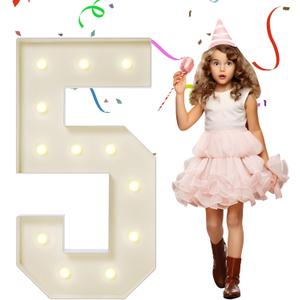 4FT Marquee Numbers, Large Light Up Numbers 5 for 5th 35th 50th Birthday Party Decorations, Giant Light Up Number for Anniversary Decor, 4 Feet Mosaic Number 5 with LED Lights DIY Kit