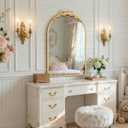 Large Arched Gold Bow Mirror, 36"x24" Vintage Arch Metal Frame Mirror
