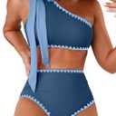 Herseas Women's One Bow Shoulder Bikini Sets 2 Piece Ruched Swimsuit Elegant Bathing Suit, XL