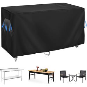 Outdoor Prep Table Cover 72 Inch, Waterproof Patio Stainless Steel Table Cover, Workbench Covers Waterproof, Picnic BBQ Grill Cart Covers(Black, 72''L x 24''W x 35''H)