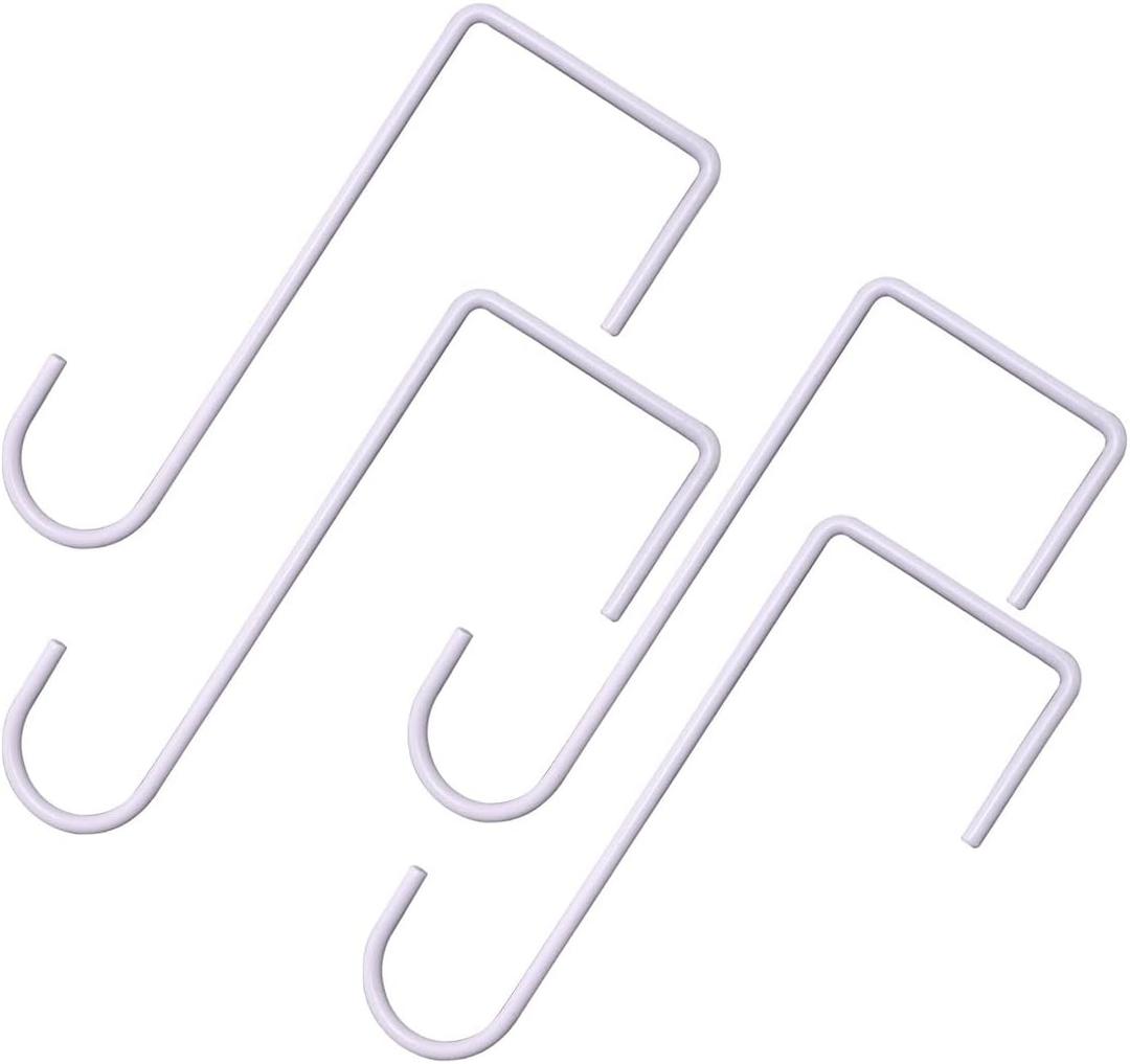 4 PCS Heavy Duty White Plant Hangers Garden Hooks Fence Hook Hanger Perfect for Hanging Lights Bird Feeder Flower Basket Planters (4.3X 8 inch)