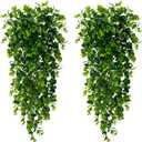Sggvecsy 8 Pack Artificial Hanging Plants Fake Hanging Plant Faux Hanging Eucalyptus UV Resistant Plastic Plants for Indoor Outdoor Room Wall Wedding Patio Porch Decor