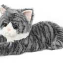 Gray Tabby Cat Stuffed Animals, Microwavable Stuffed Animal Adorable Fluffy Cat Plush for Warmth & Comfort, Heatable & Coolable Lavender Scent Cat Toys, Cute Soft Plushies Cat Gifts for Kids & Adults