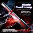 2 Pcs 31.5-inch Iridescent Lightsaber Blade with Hit-Sensitive Sound and Fog Effect | Type-C Charging | Perfect for Rave Parties, Cosplay, and Showcases (Black & Red Dual Pack)