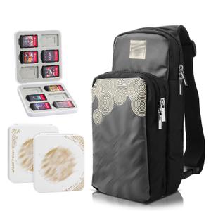 GLDRAM Travel Carrying Case for Nintendo Switch 2 / NS / OLED / Lite, Theme of Zelda Shoulder Sling Bag, Portable Crossbody Backpack with 12 Slots Card Holder & 2 Thumb Grips for Game Accessories (Black)