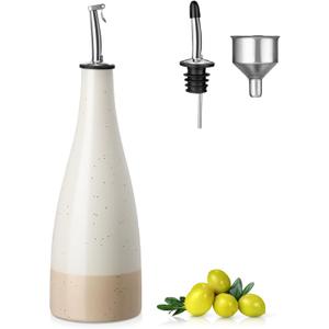 vancasso 16 Oz Ceramic Olive Oil Dispenser Bottle, Bottle Dispenser with Spout and Funnel for Kitchen,Suitable for Oil, Vinegar, Coffee Syrups & Other LiquidsCream vancasso 16 Oz Ceramic Olive Oil Dispenser Bottle, Bottle Dispenser with Spout and Funnel for Kitchen,Suitable for Oil, Vinegar, Coffee Syrups & Other LiquidsCream