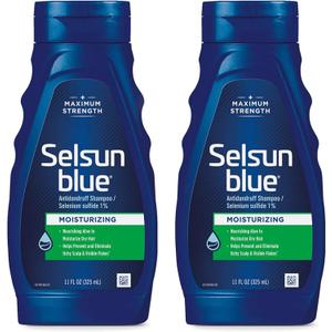Selsun Blue Moisturizing Anti-dandruff Shampoo with Aloe, 11 fl. oz., Selenium Sulfide 1% (Pack of 2)