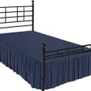 Ruffled Bed Skirt, Navy Blue, King 14 Inch Drop | Made from 100% brushed microfiber with split corners, wrinkle-resistant, machine washable, and dust ruffle bed skirt