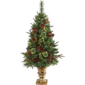 Nearly Natural 4ft. Pine, Pinecone and Berries Artificial Christmas Tree in Decorative Urn